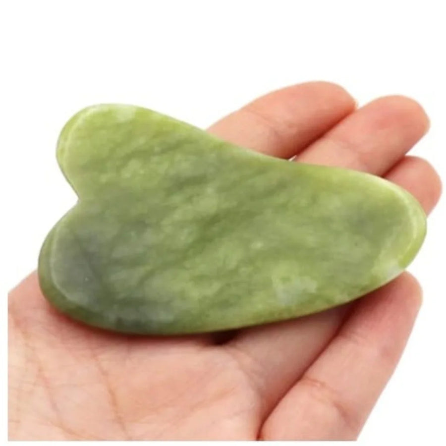 Kit Massagem Facial Anti-Rugas Rolo de Jade e Placa Gua Sha