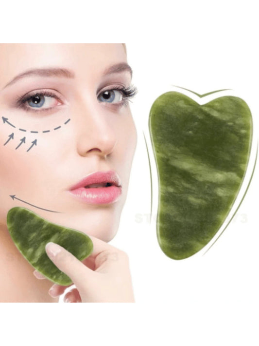 Kit Massagem Facial Anti-Rugas Rolo de Jade e Placa Gua Sha